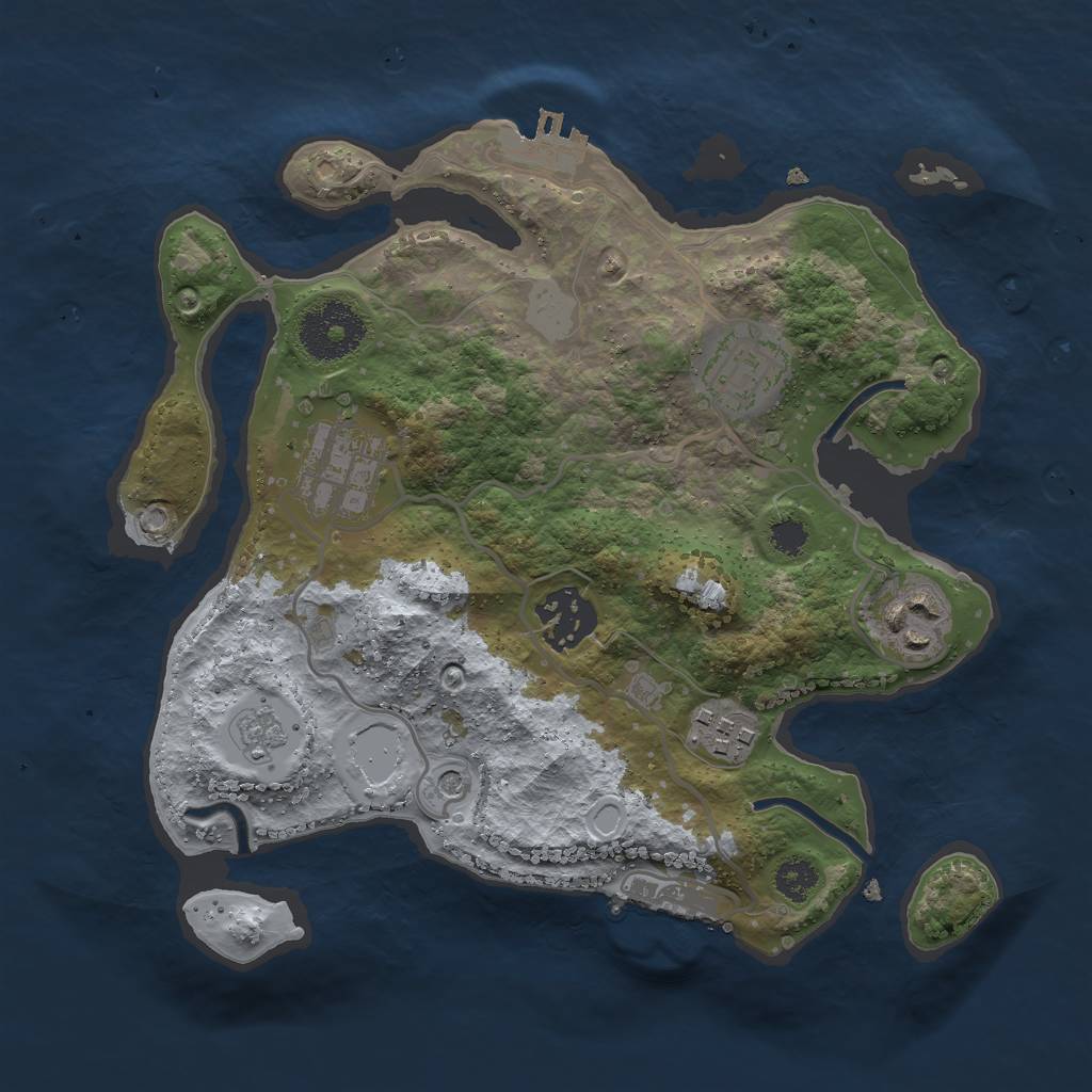 Rust Map: Procedural Map, Size: 2700, Seed: 1911990545, 14 Monuments