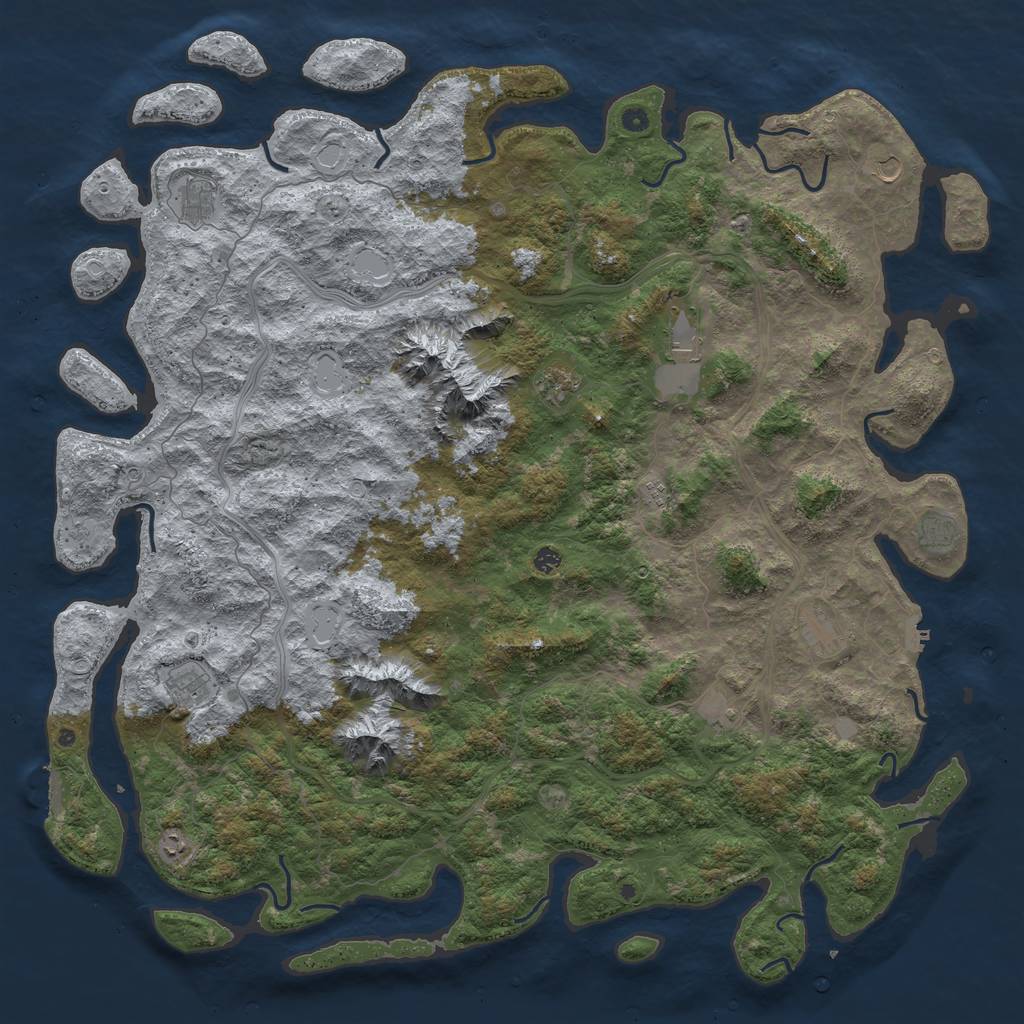 Rust Map: Procedural Map, Size: 6000, Seed: 77777, 20 Monuments