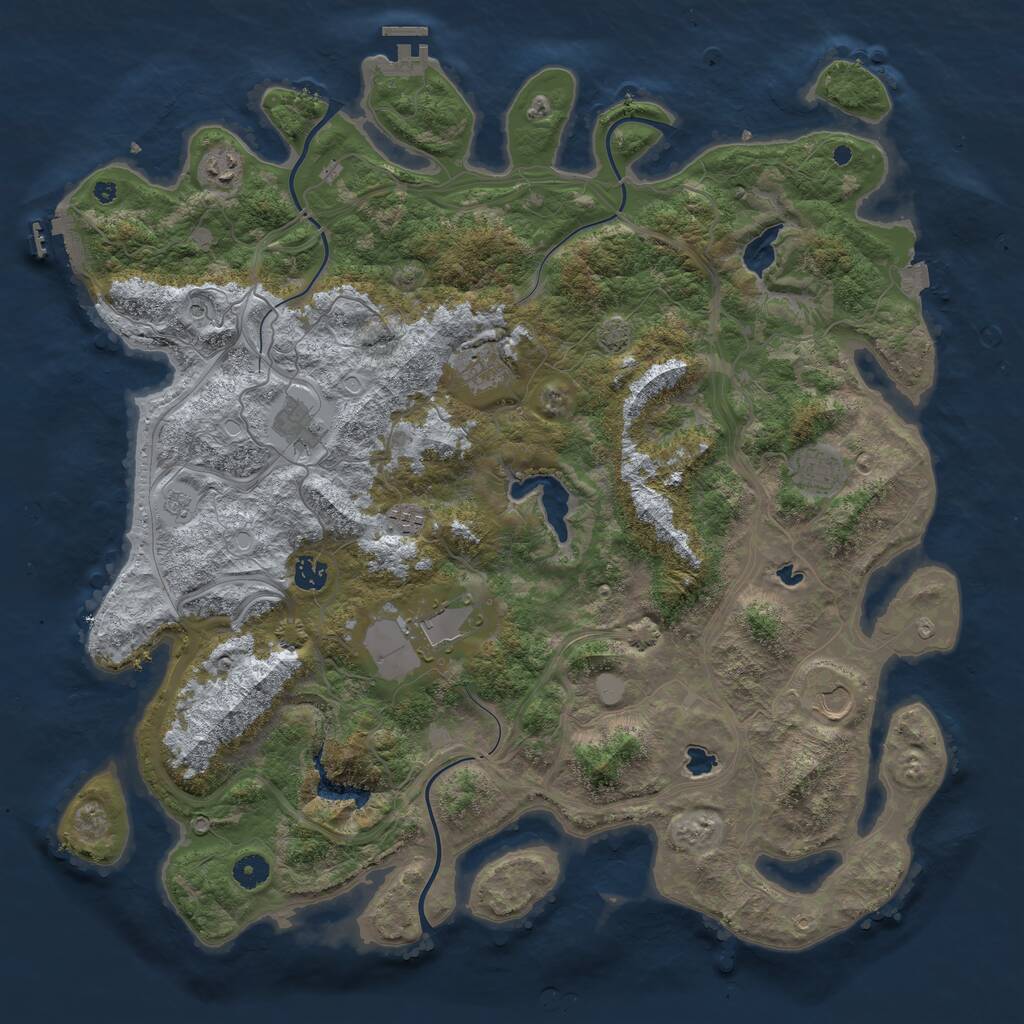 Rust Map: Procedural Map, Size: 4500, Seed: 1248, 14 Monuments