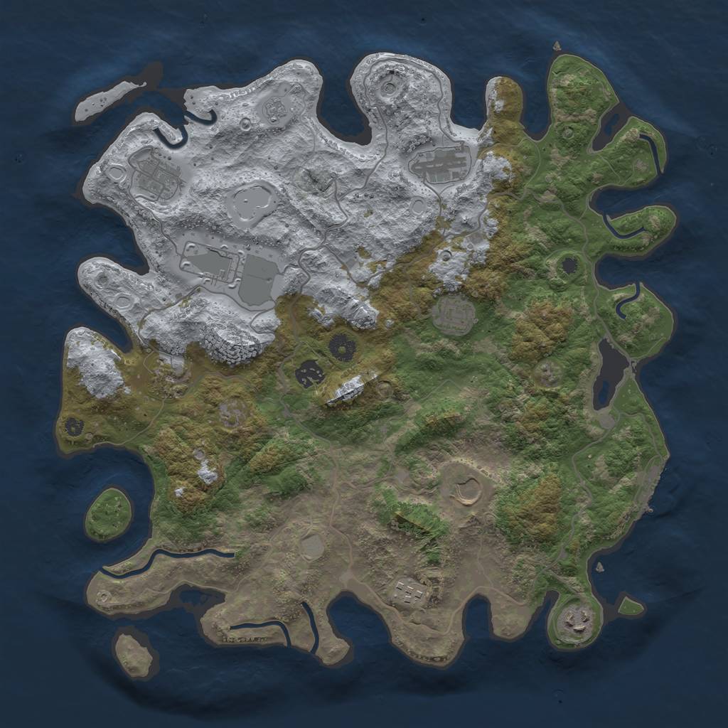 Rust Map: Procedural Map, Size: 4000, Seed: 735262623, 17 Monuments