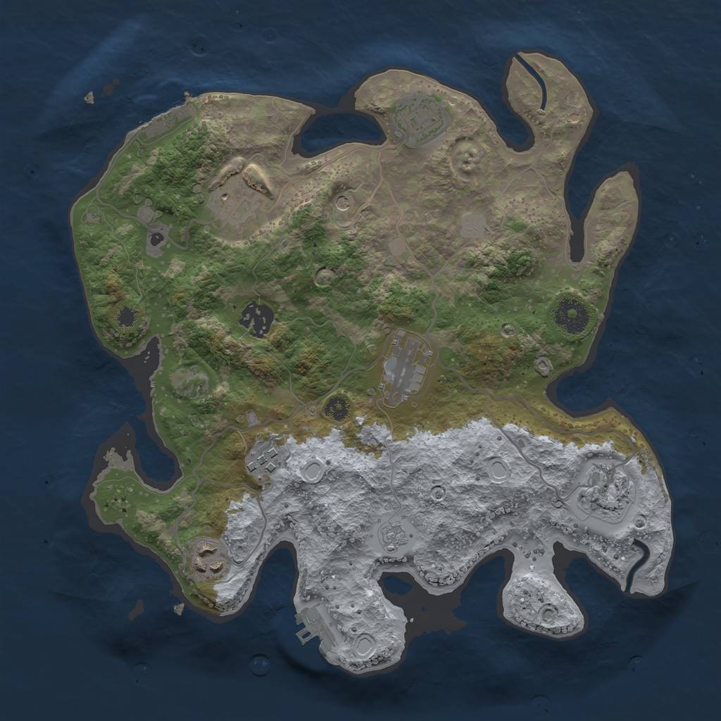 Rust Map: Procedural Map, Size: 3200, Seed: 1104, 16 Monuments