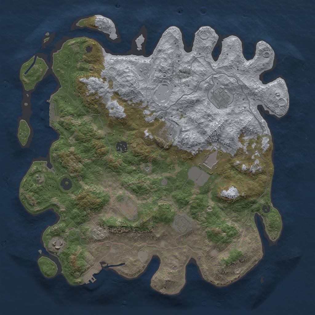 Rust Map: Procedural Map, Size: 4000, Seed: 57876, 17 Monuments