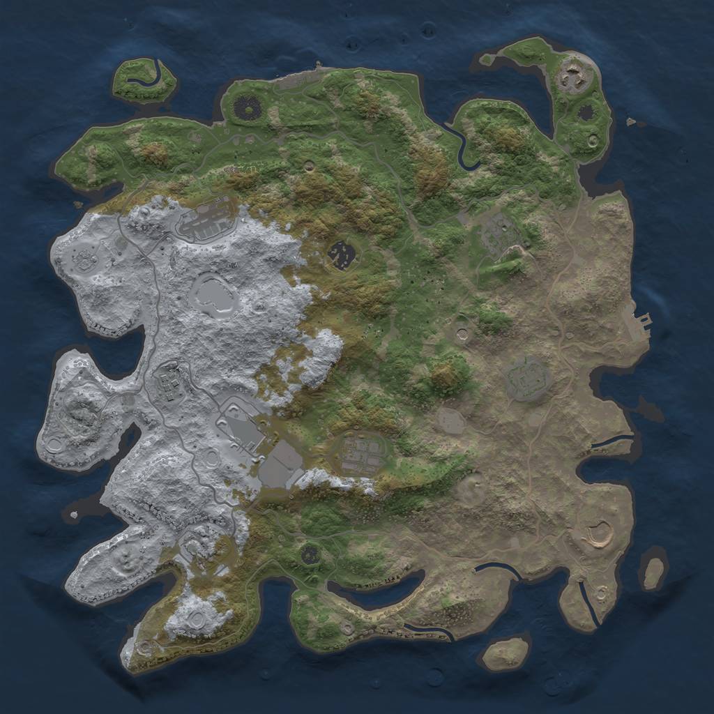 Rust Map: Procedural Map, Size: 4000, Seed: 354196236, 19 Monuments
