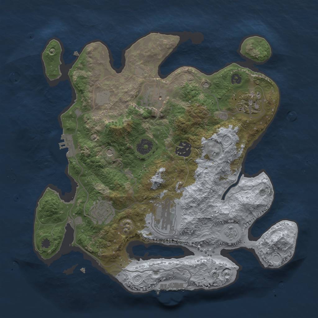 Rust Map: Procedural Map, Size: 3000, Seed: 2411, 14 Monuments