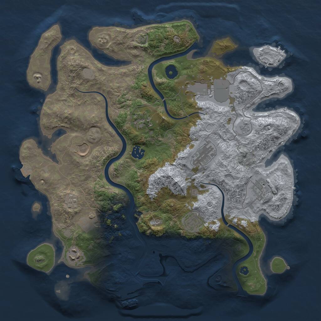 Rust Map: Procedural Map, Size: 3700, Seed: 1065863416, 15 Monuments