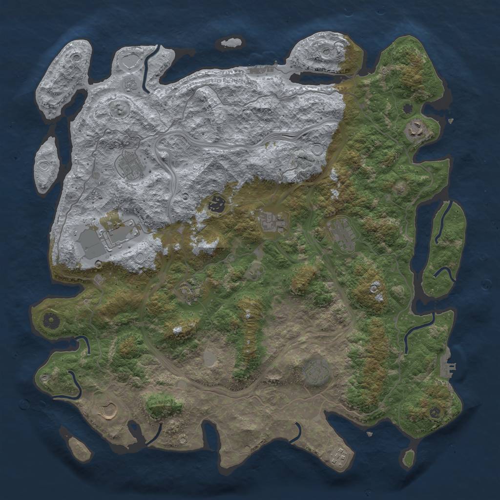 Rust Map: Procedural Map, Size: 4500, Seed: 1927662567, 19 Monuments