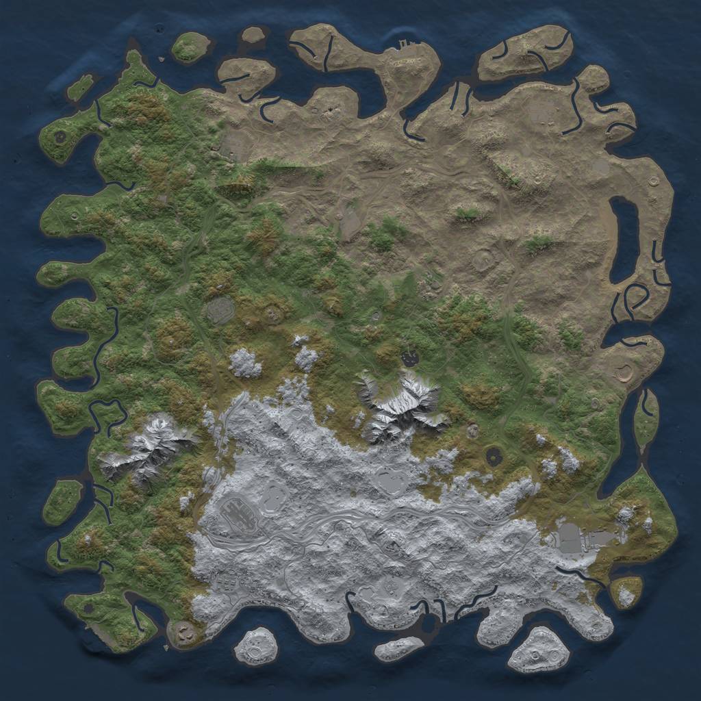 Rust Map: Procedural Map, Size: 6000, Seed: 657254, 20 Monuments
