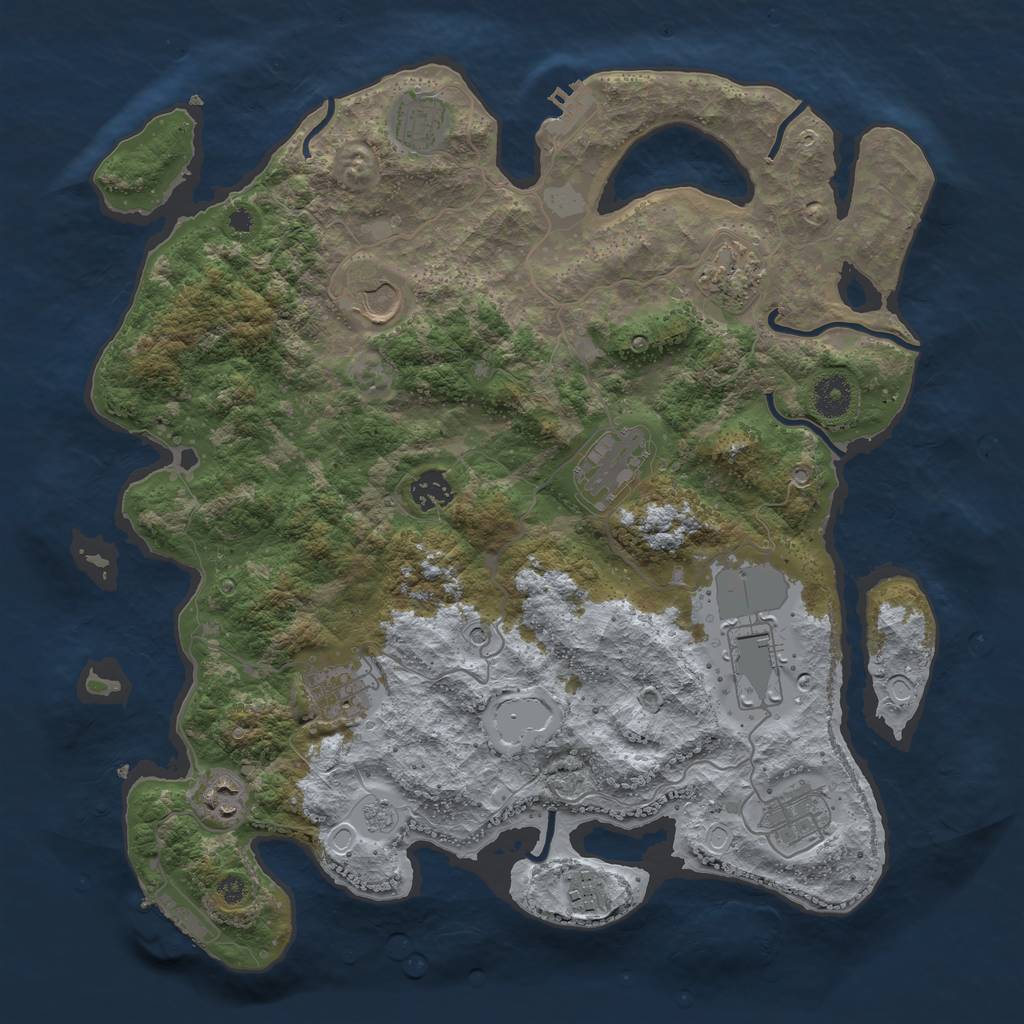 Rust Map: Procedural Map, Size: 3800, Seed: 65465465, 19 Monuments