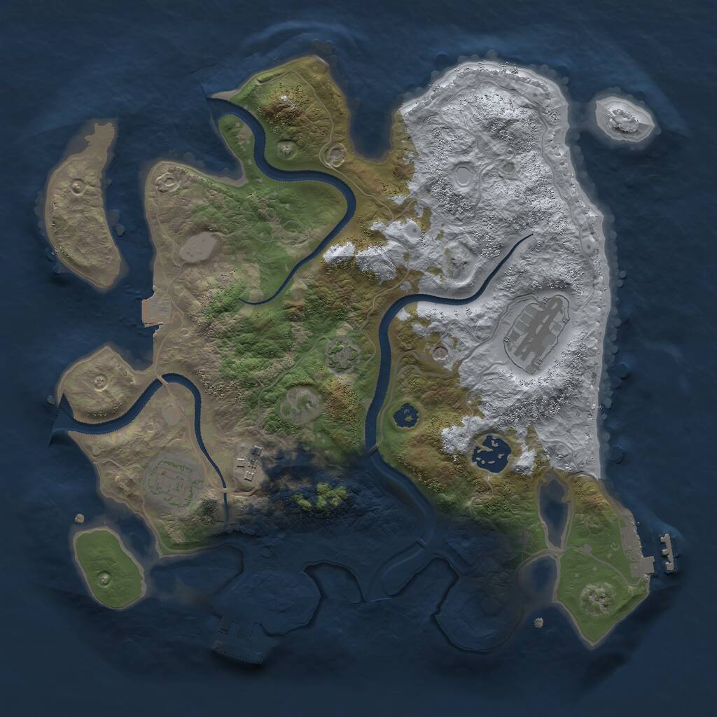 Rust Map: Procedural Map, Size: 3000, Seed: 55526, 9 Monuments
