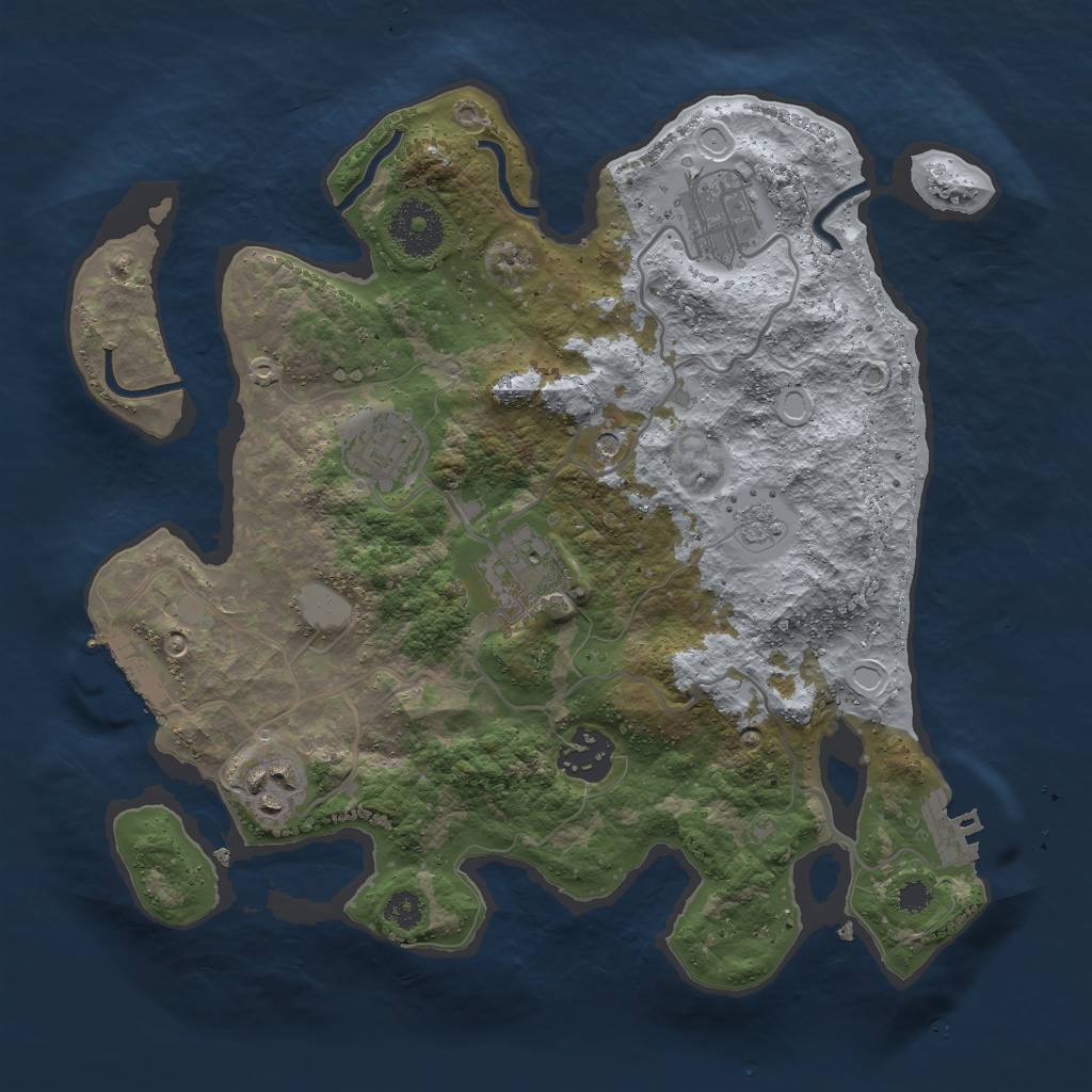 Rust Map: Procedural Map, Size: 3000, Seed: 55526, 14 Monuments