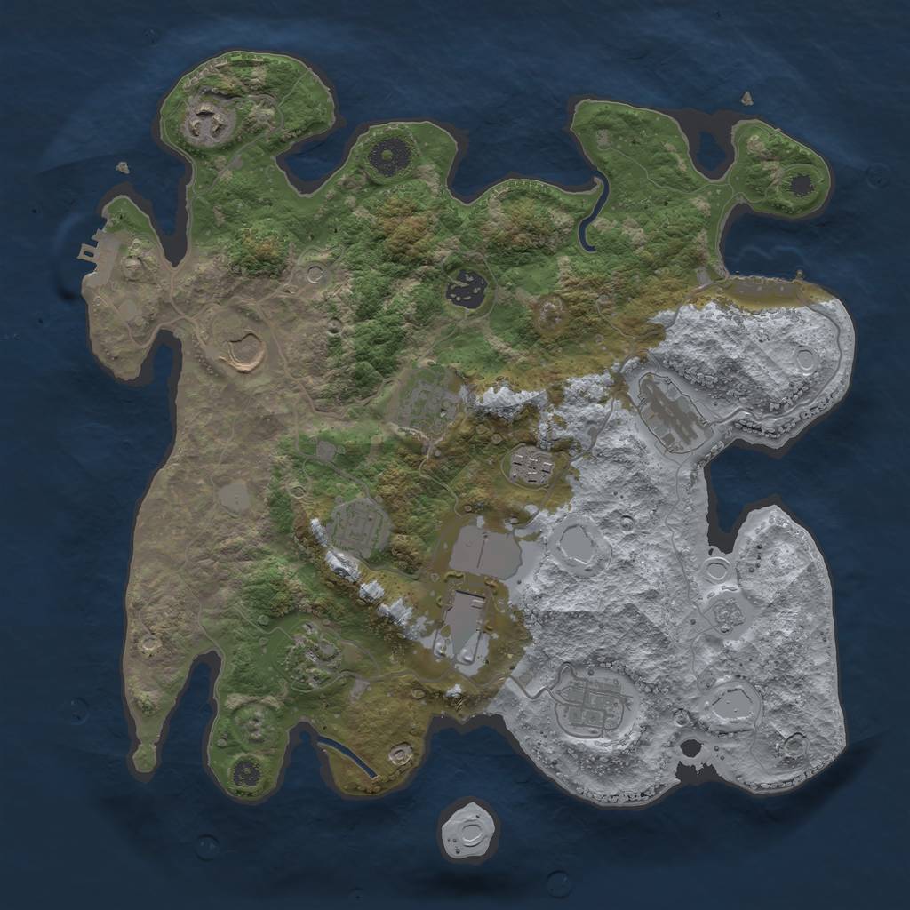 Rust Map: Procedural Map, Size: 3500, Seed: 876680979, 19 Monuments