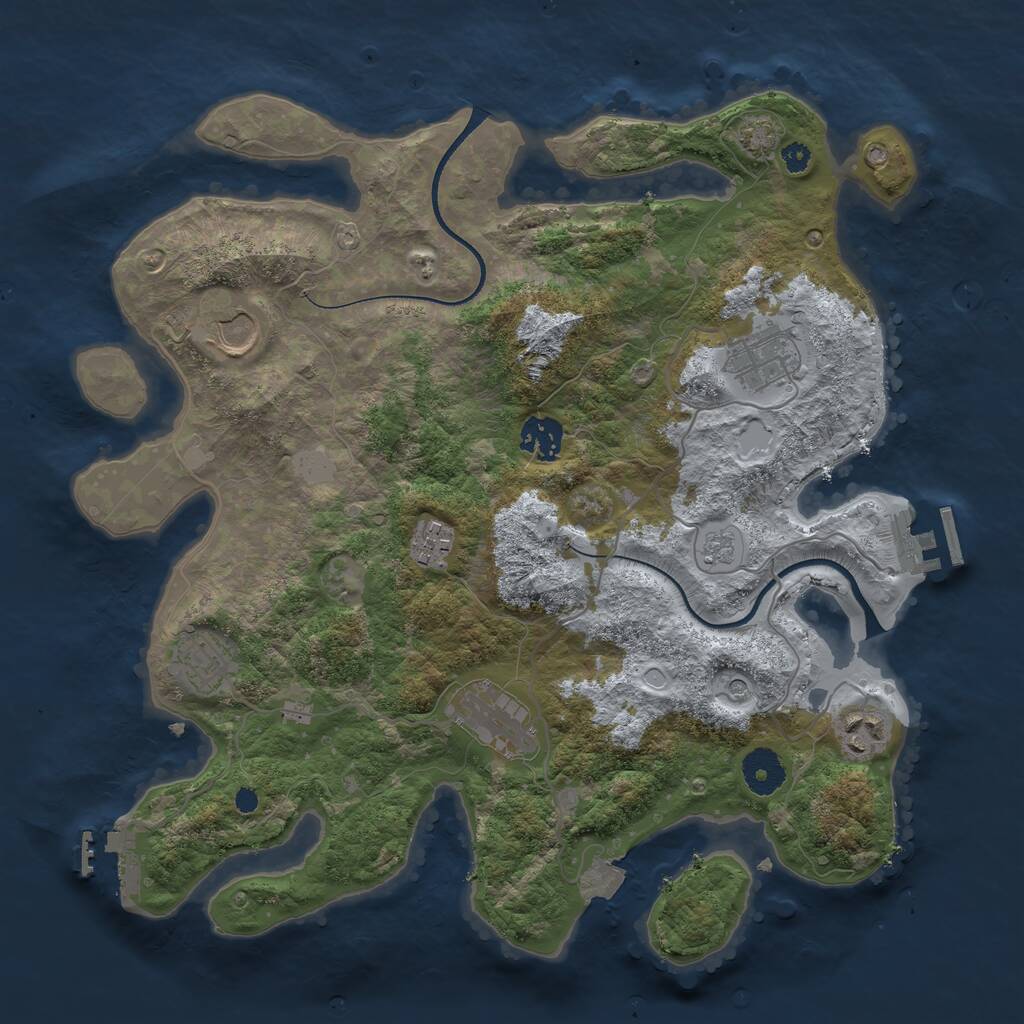 Rust Map: Procedural Map, Size: 3500, Seed: 14240055, 13 Monuments