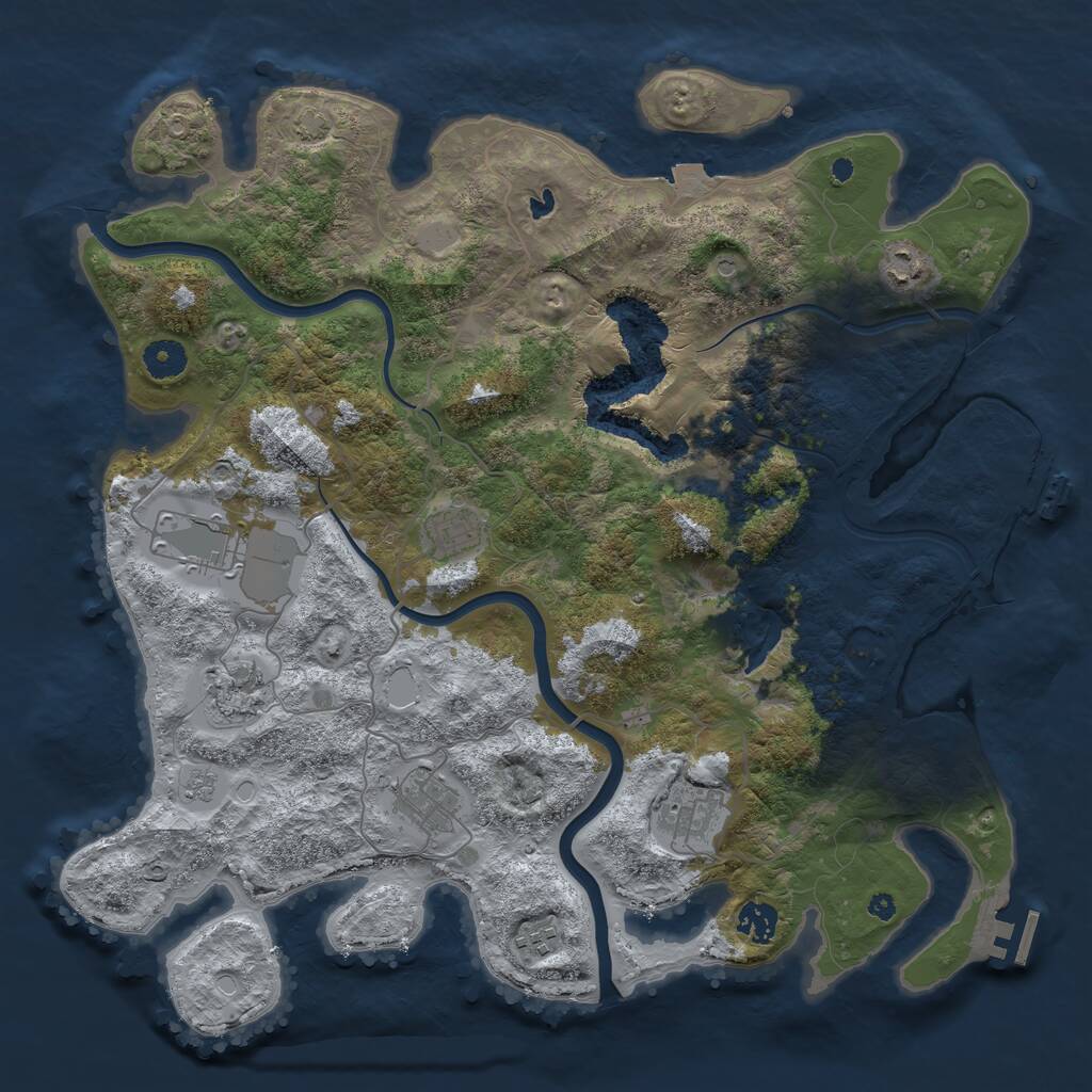 Rust Map: Procedural Map, Size: 4000, Seed: 651884243, 14 Monuments