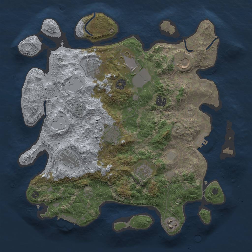 Rust Map: Procedural Map, Size: 3500, Seed: 42013, 18 Monuments