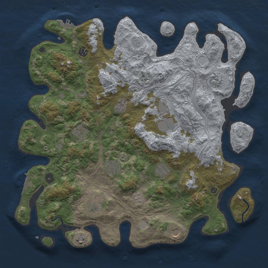 Rust Map: Procedural Map, Size: 4250, Seed: 233628419, 20 Monuments