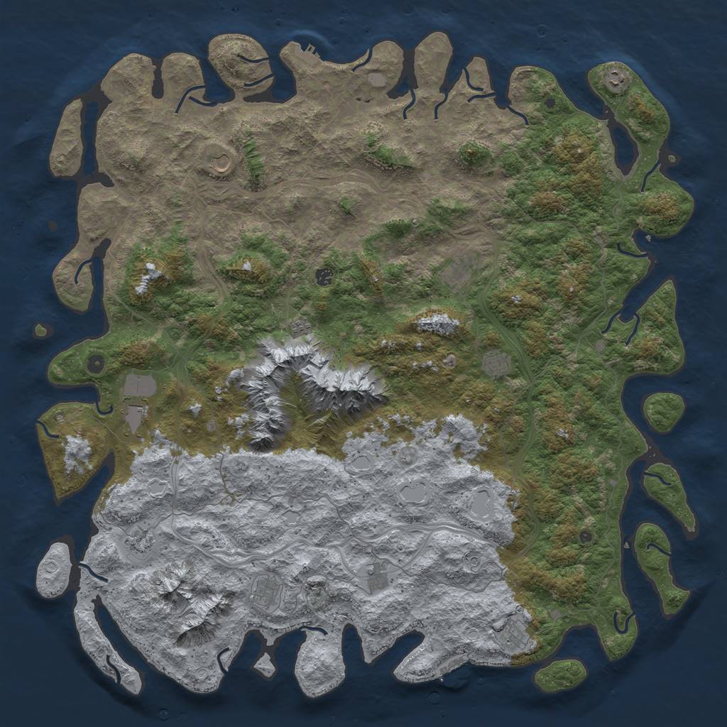 Rust Map: Procedural Map, Size: 6000, Seed: 593835695, 20 Monuments
