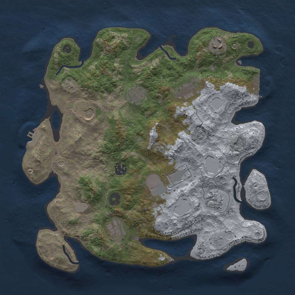 Rust Map: Procedural Map, Size: 3500, Seed: 4902550, 18 Monuments
