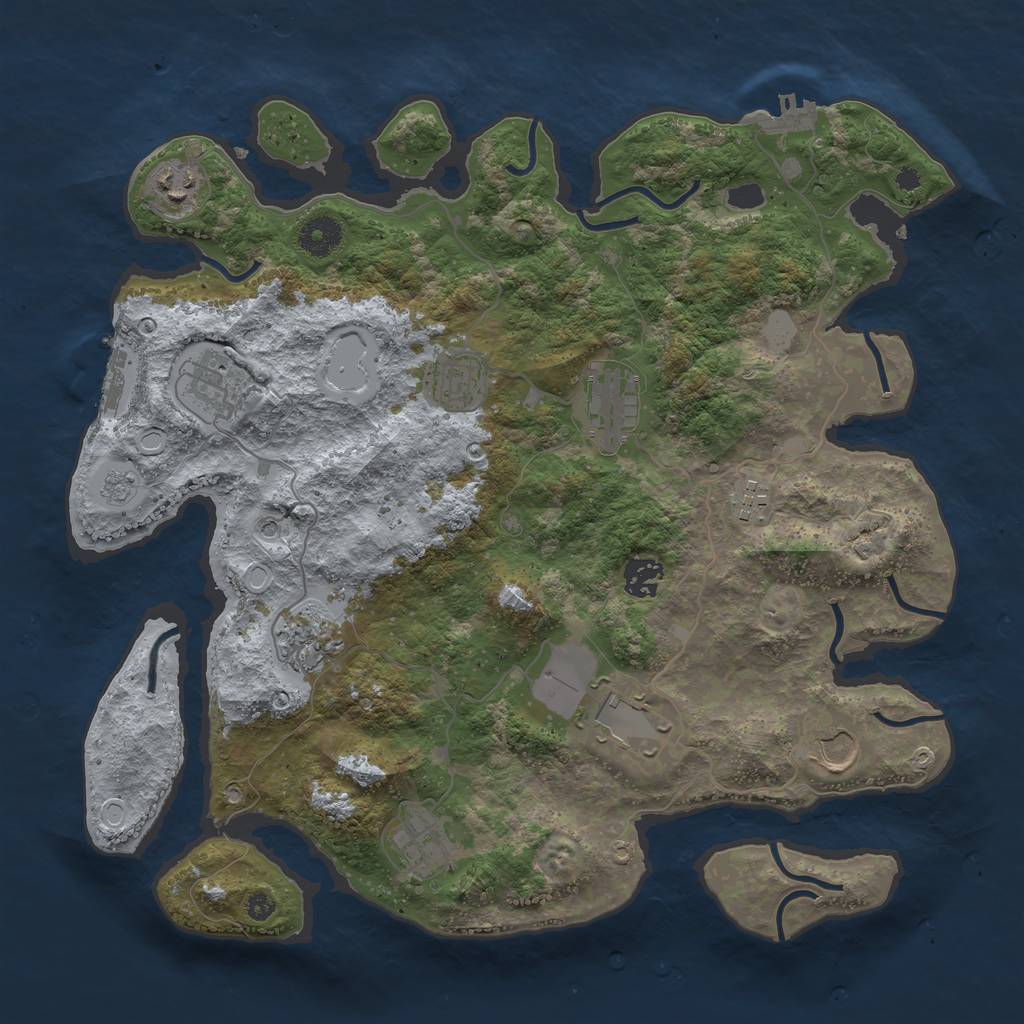Rust Map: Procedural Map, Size: 3750, Seed: 71067451, 19 Monuments