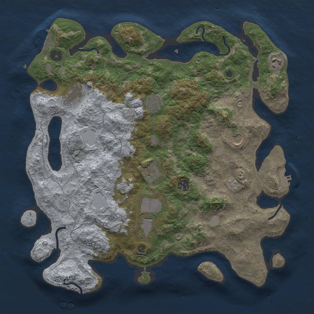 Rust Map: Procedural Map, Size: 4000, Seed: 989715976, 17 Monuments