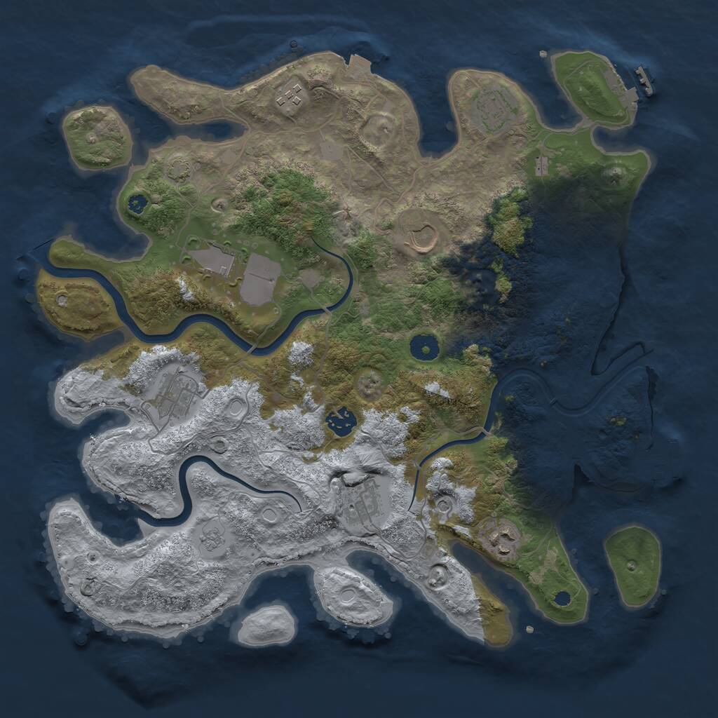 Rust Map: Procedural Map, Size: 3800, Seed: 187642329, 14 Monuments