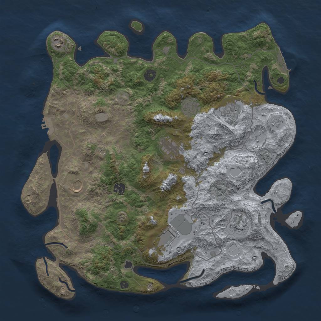 Rust Map: Procedural Map, Size: 4000, Seed: 4902550, 18 Monuments