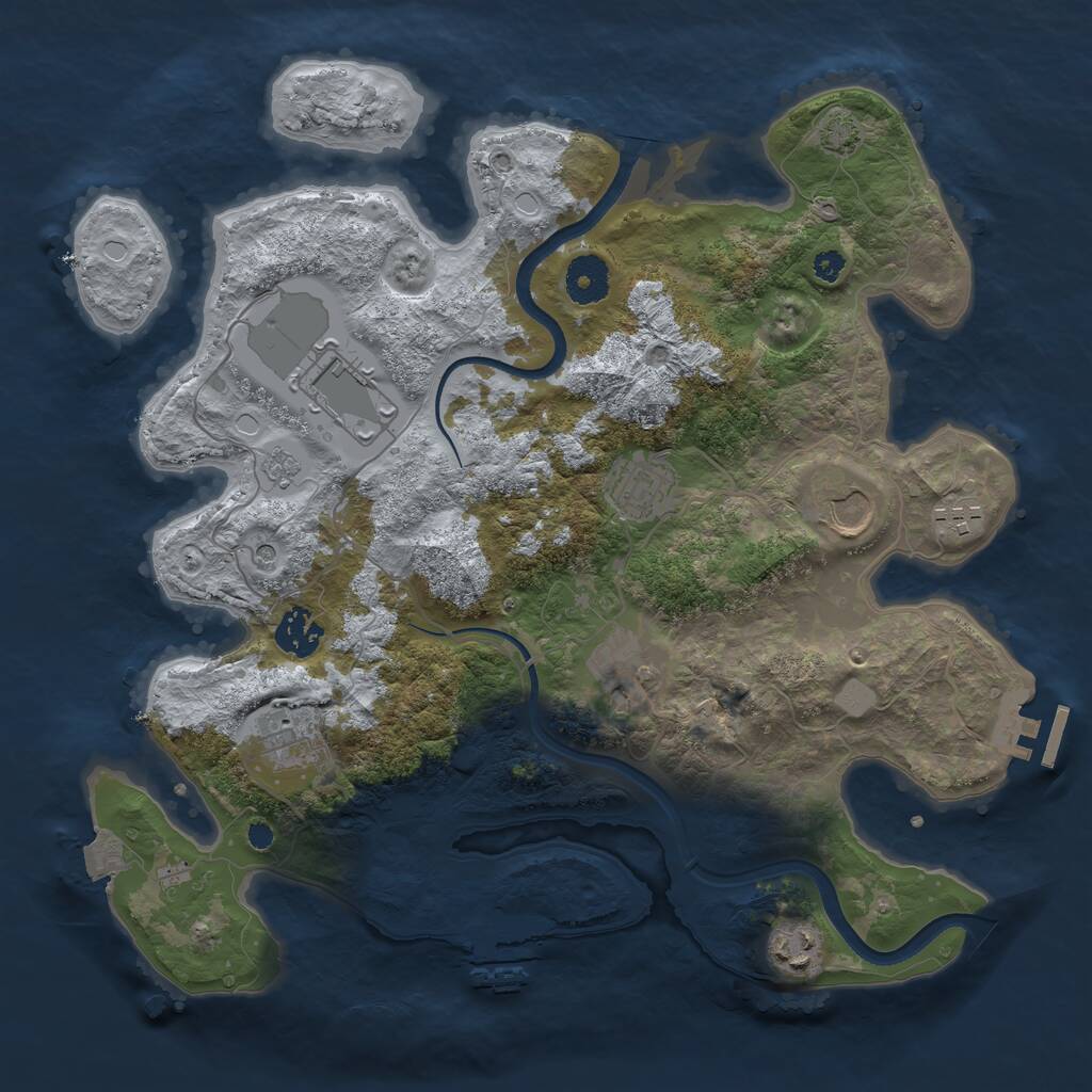 Rust Map: Procedural Map, Size: 3500, Seed: 17206049, 14 Monuments