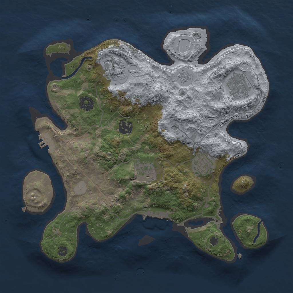 Rust Map: Procedural Map, Size: 3000, Seed: 2043173469, 14 Monuments
