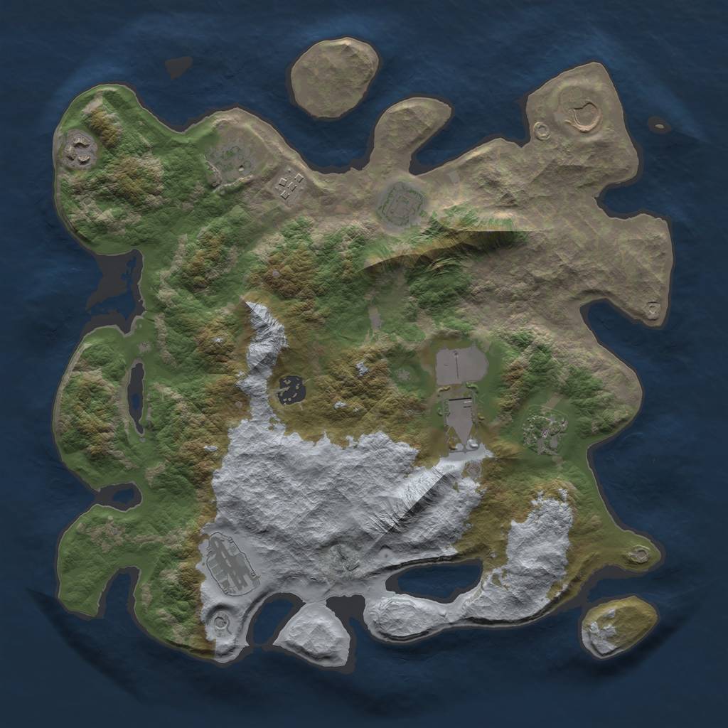 Rust Map: Barren, Size: 3700, Seed: 4563463, 12 Monuments