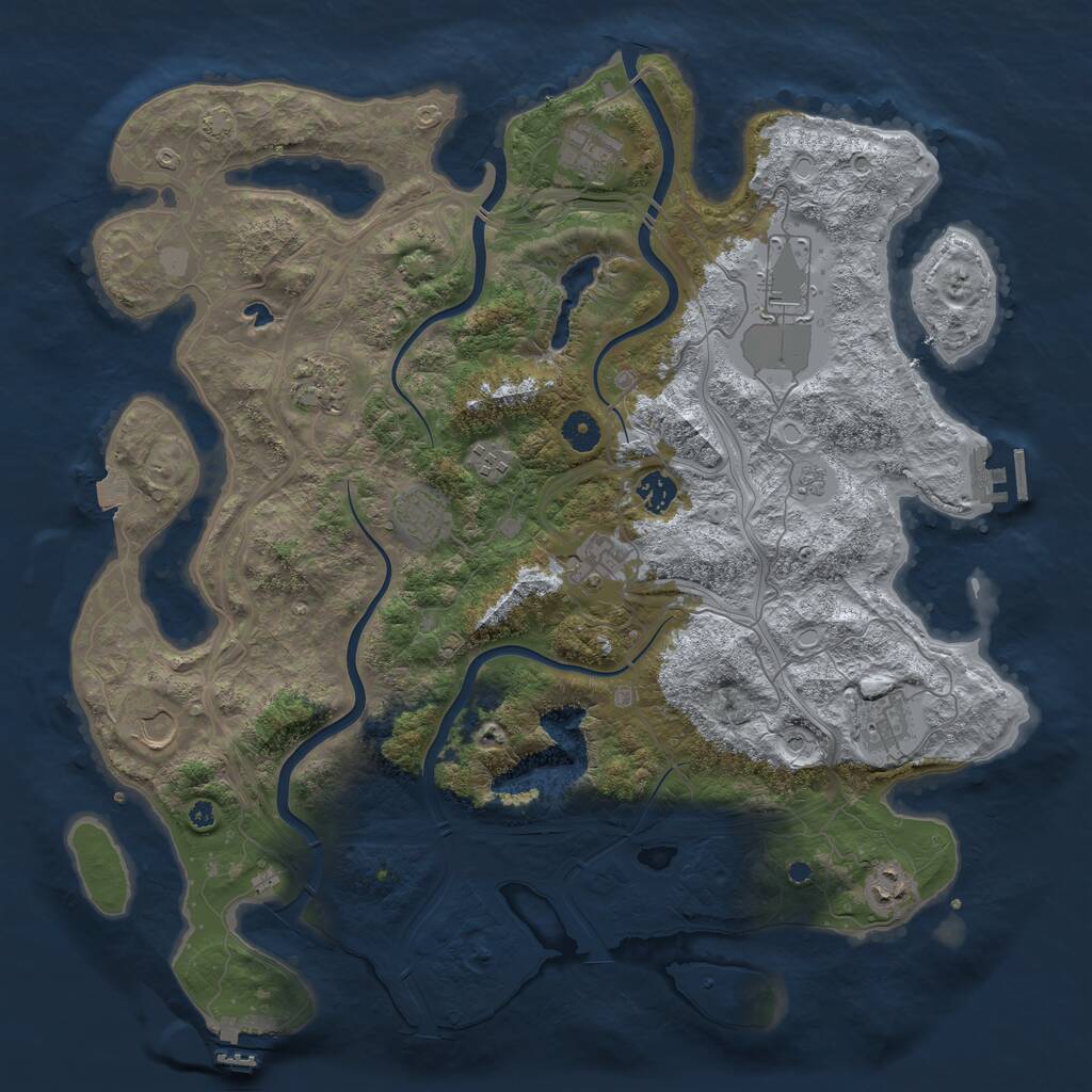 Rust Map: Procedural Map, Size: 4250, Seed: 386413866, 16 Monuments