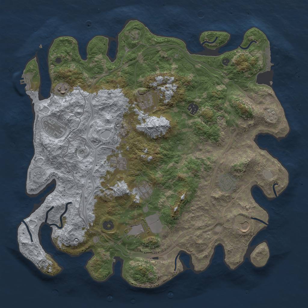 Rust Map: Procedural Map, Size: 4250, Seed: 408879471, 19 Monuments