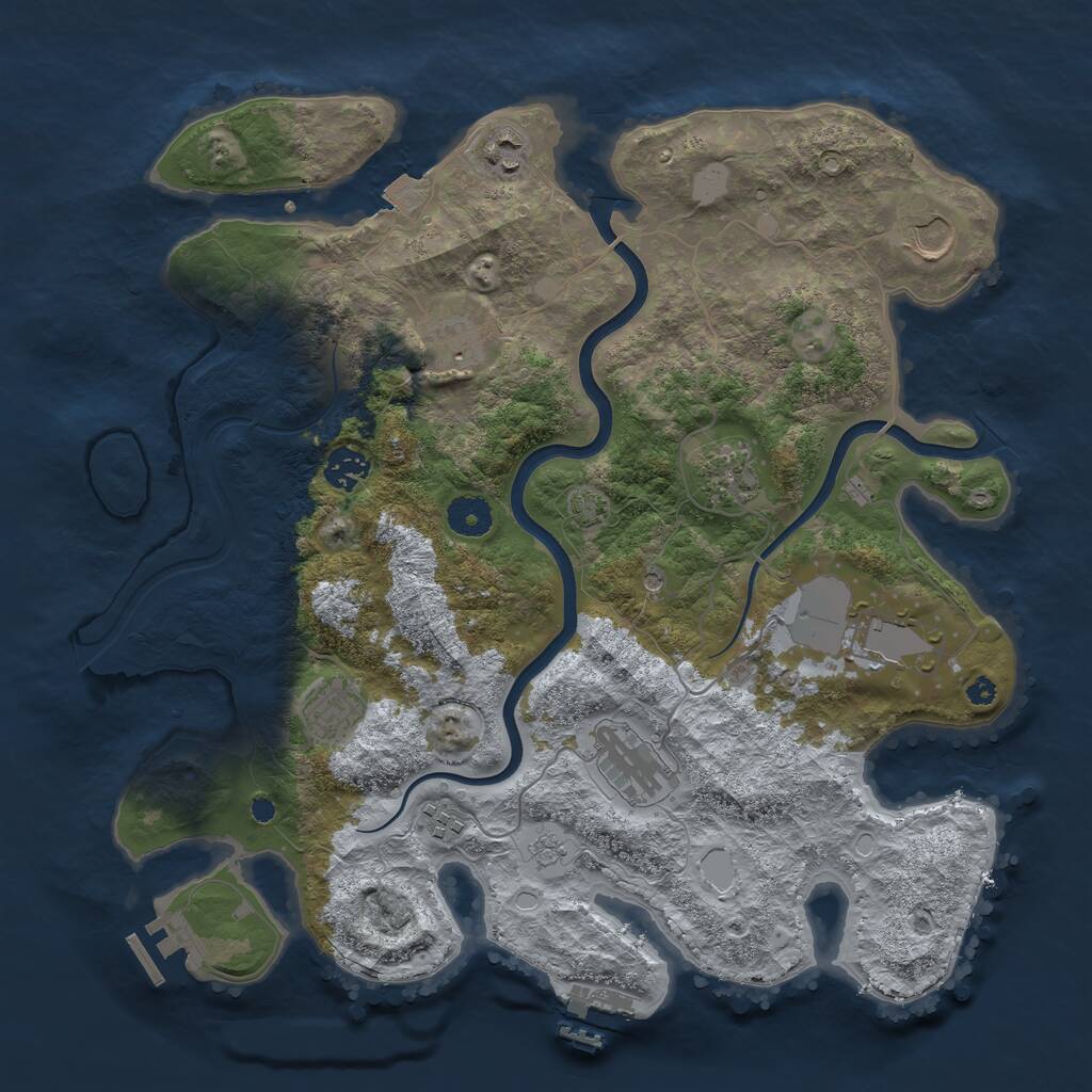 Rust Map: Procedural Map, Size: 3800, Seed: 7777777, 15 Monuments