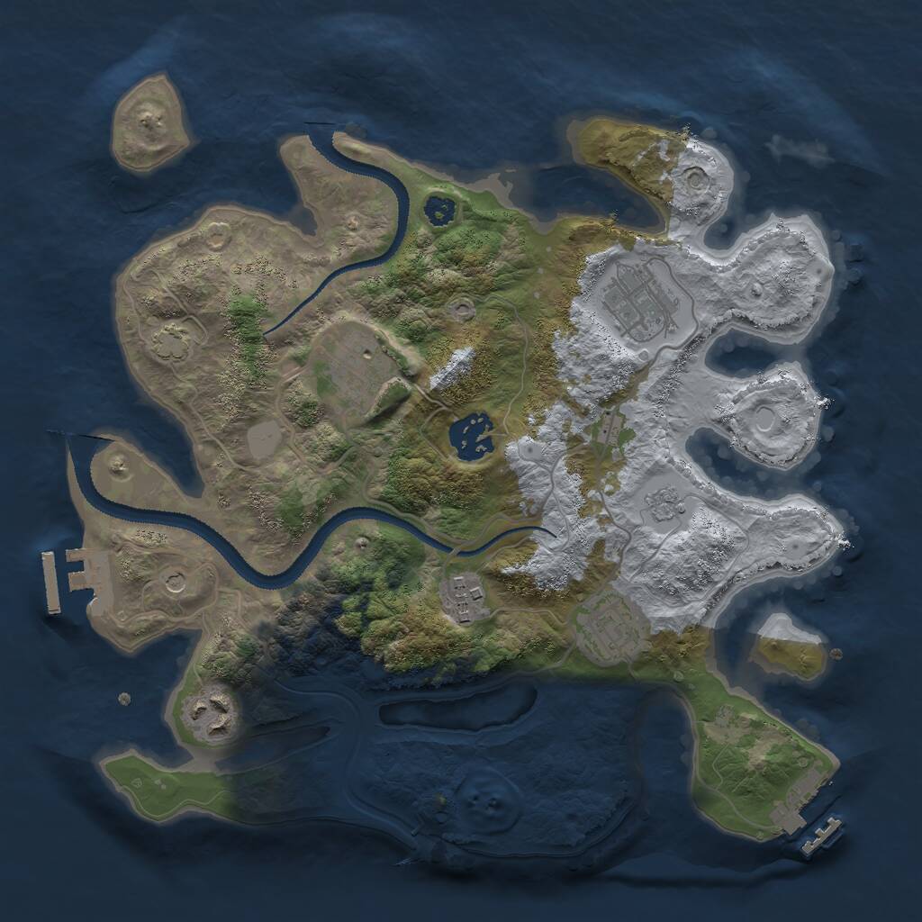 Rust Map: Procedural Map, Size: 3000, Seed: 3021549, 12 Monuments