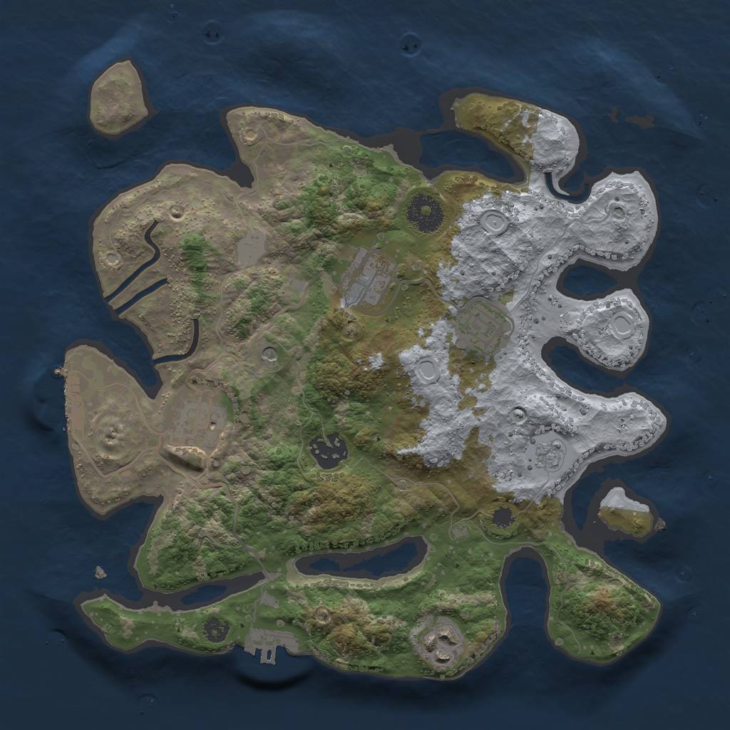 Rust Map: Procedural Map, Size: 3000, Seed: 3021549, 14 Monuments