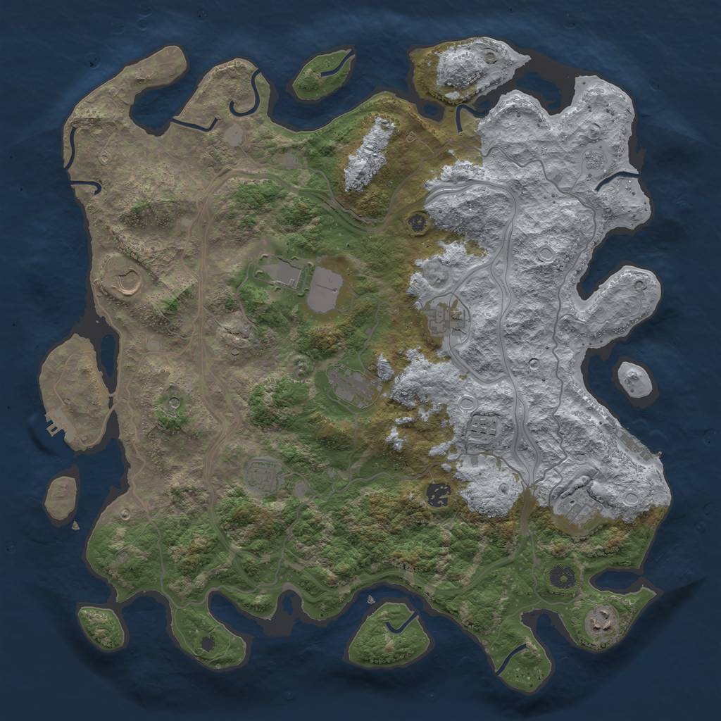 Rust Map: Procedural Map, Size: 4300, Seed: 1299487886, 18 Monuments