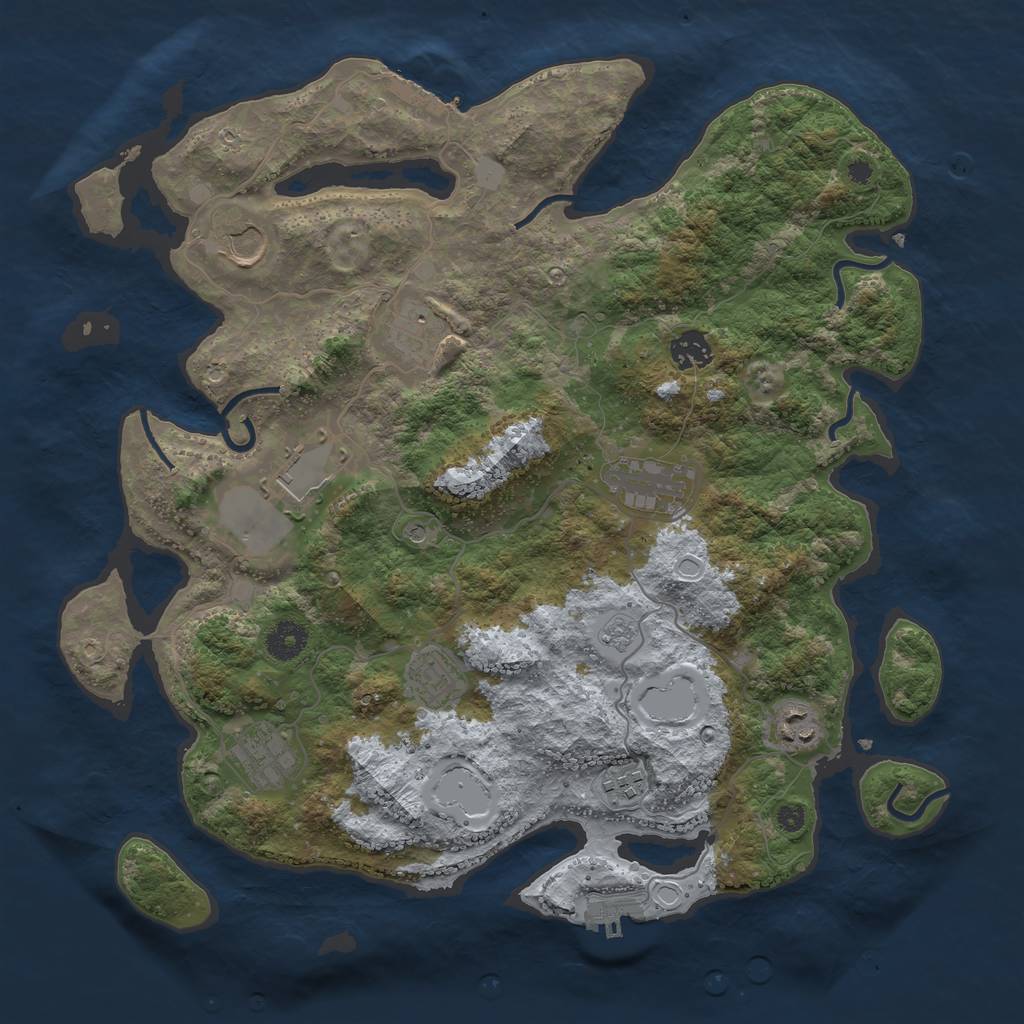Rust Map: Procedural Map, Size: 3800, Seed: 632798348, 18 Monuments