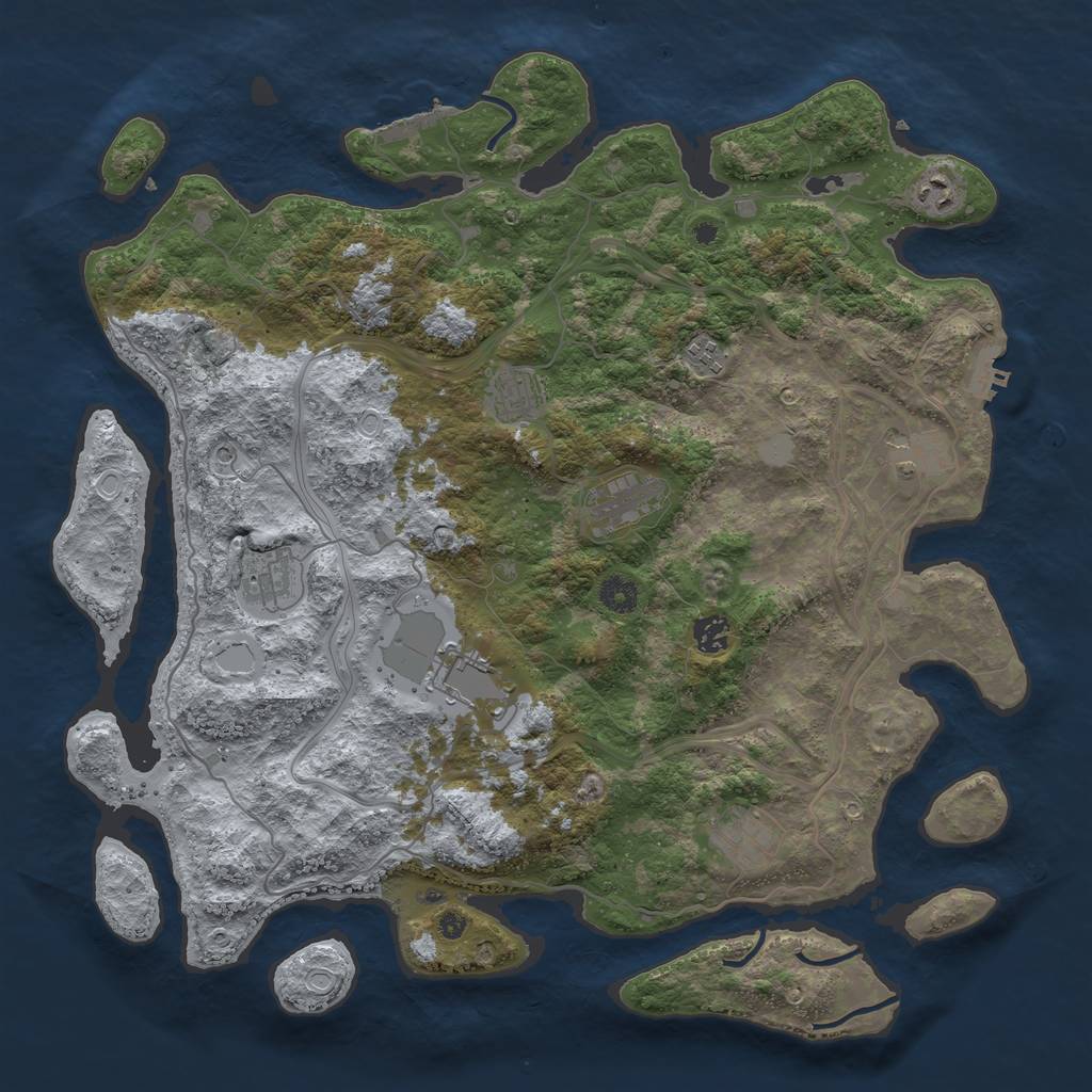 Rust Map: Procedural Map, Size: 4250, Seed: 1913848361, 17 Monuments