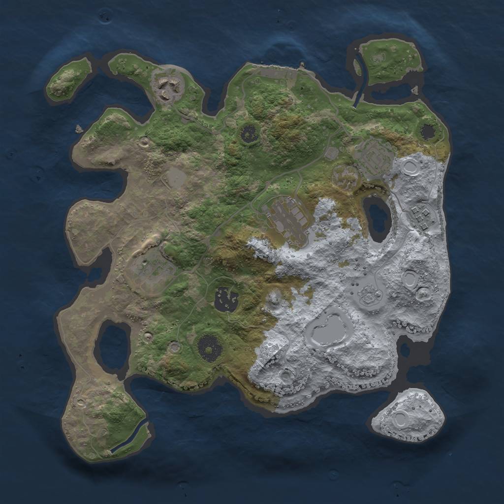 Rust Map: Procedural Map, Size: 3000, Seed: 567221, 13 Monuments