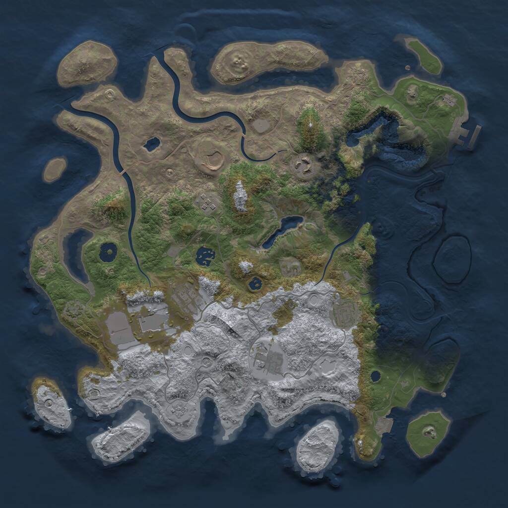 Rust Map: Procedural Map, Size: 4000, Seed: 105592, 13 Monuments