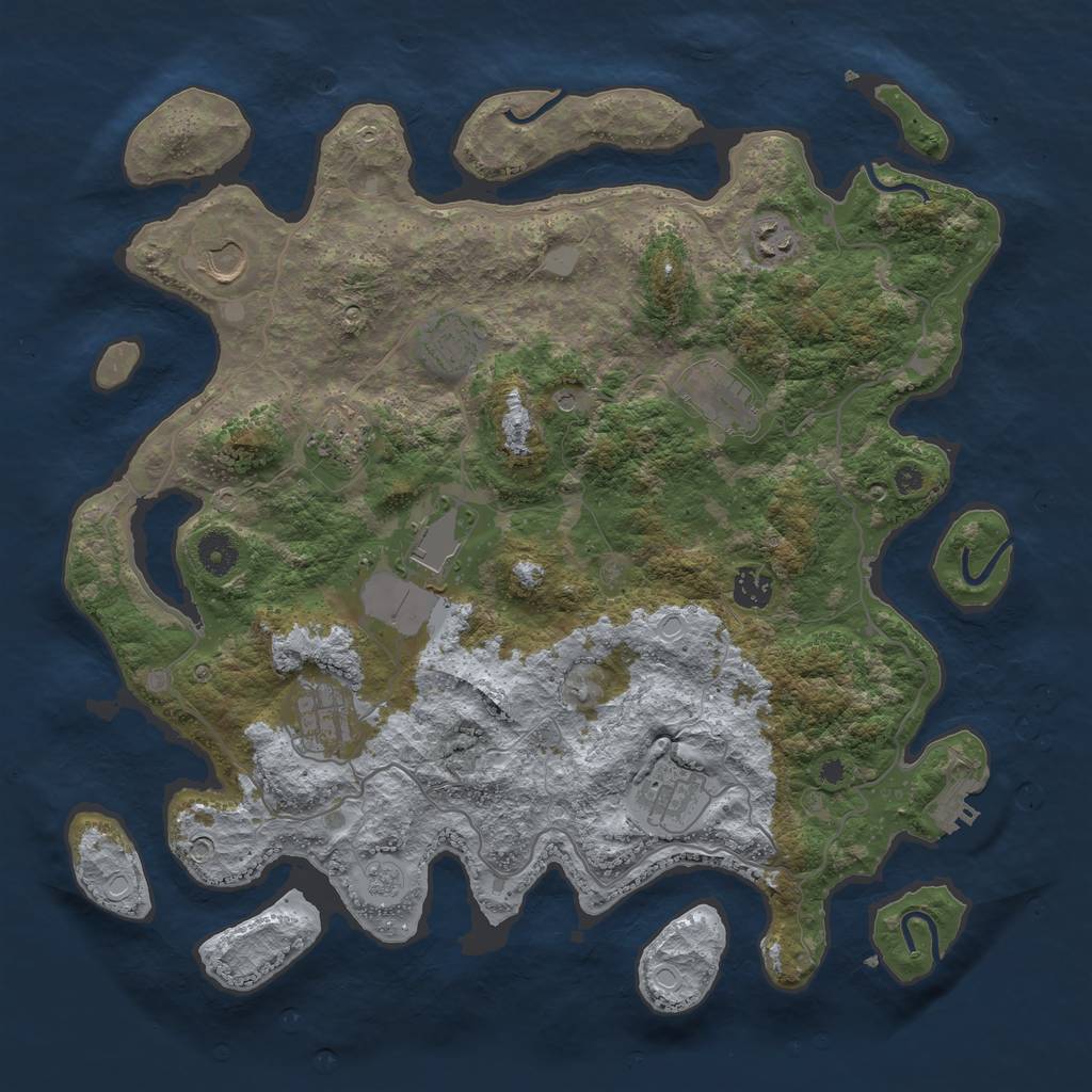 Rust Map: Procedural Map, Size: 4000, Seed: 105592, 17 Monuments