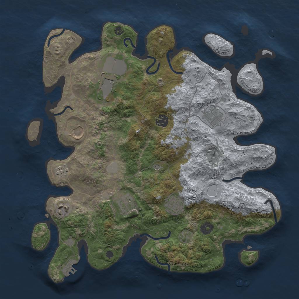 Rust Map: Procedural Map, Size: 3500, Seed: 48869568, 16 Monuments