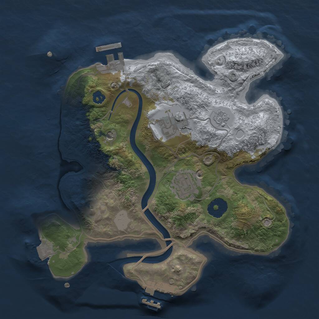 Rust Map: Procedural Map, Size: 2500, Seed: 365320036, 7 Monuments