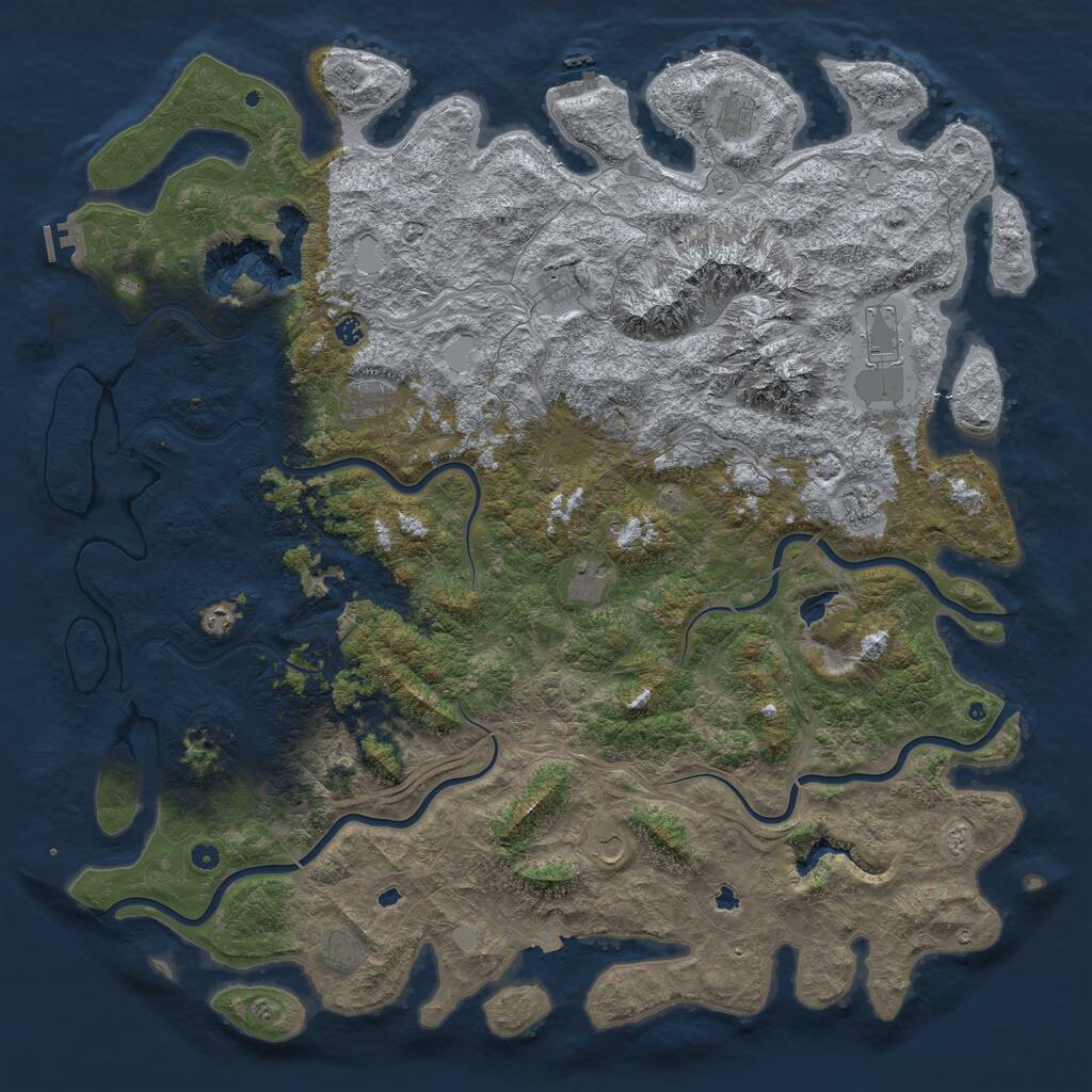 Rust Map: Procedural Map, Size: 6000, Seed: 154666, 17 Monuments