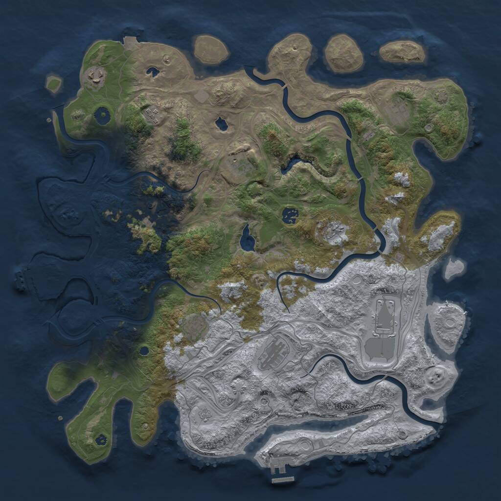 Rust Map: Procedural Map, Size: 4500, Seed: 1125483, 16 Monuments