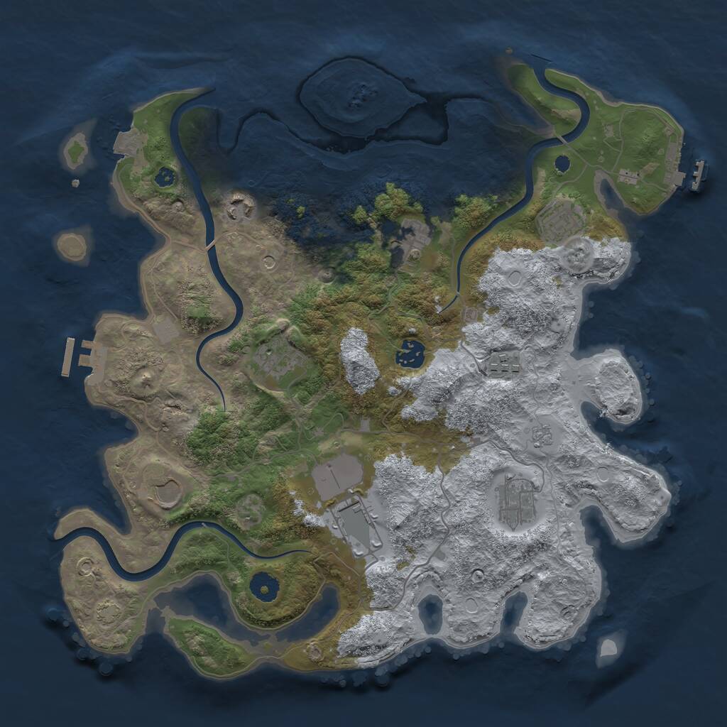 Rust Map: Procedural Map, Size: 3750, Seed: 1843412166, 15 Monuments