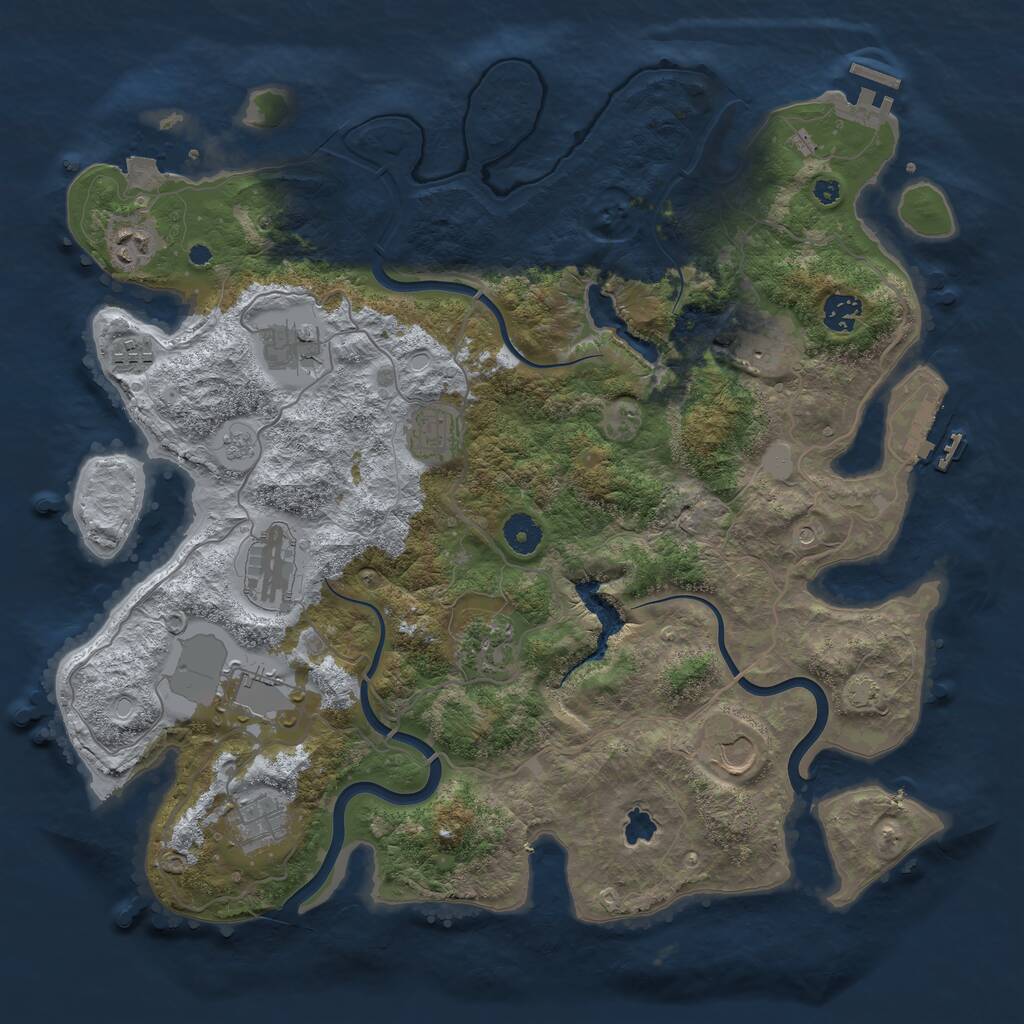 Rust Map: Procedural Map, Size: 4000, Seed: 2126619910, 17 Monuments