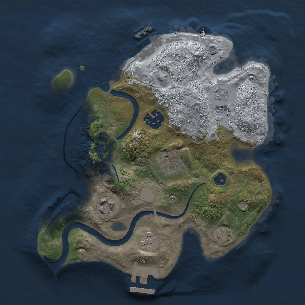 Rust Map: Procedural Map, Size: 2500, Seed: 1287438151, 9 Monuments