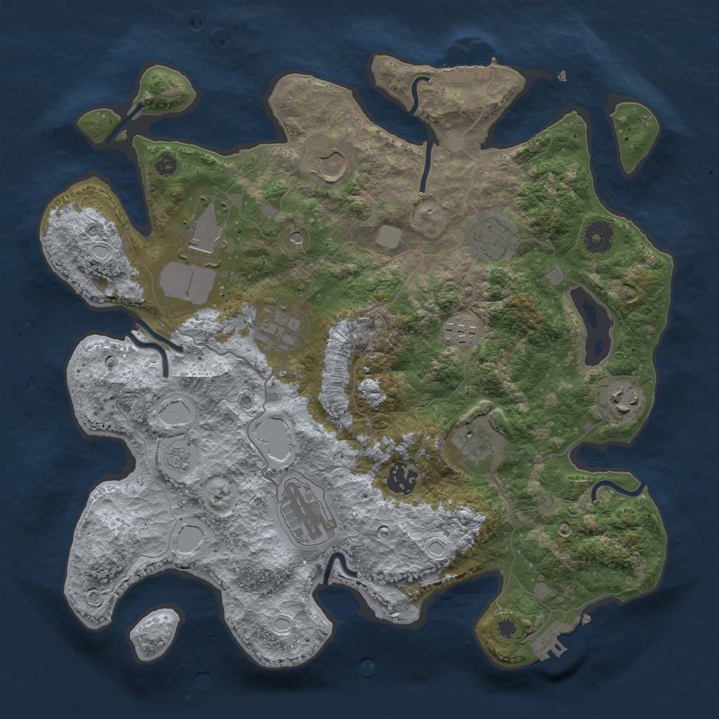 Rust Map: Procedural Map, Size: 3500, Seed: 1144213113, 18 Monuments