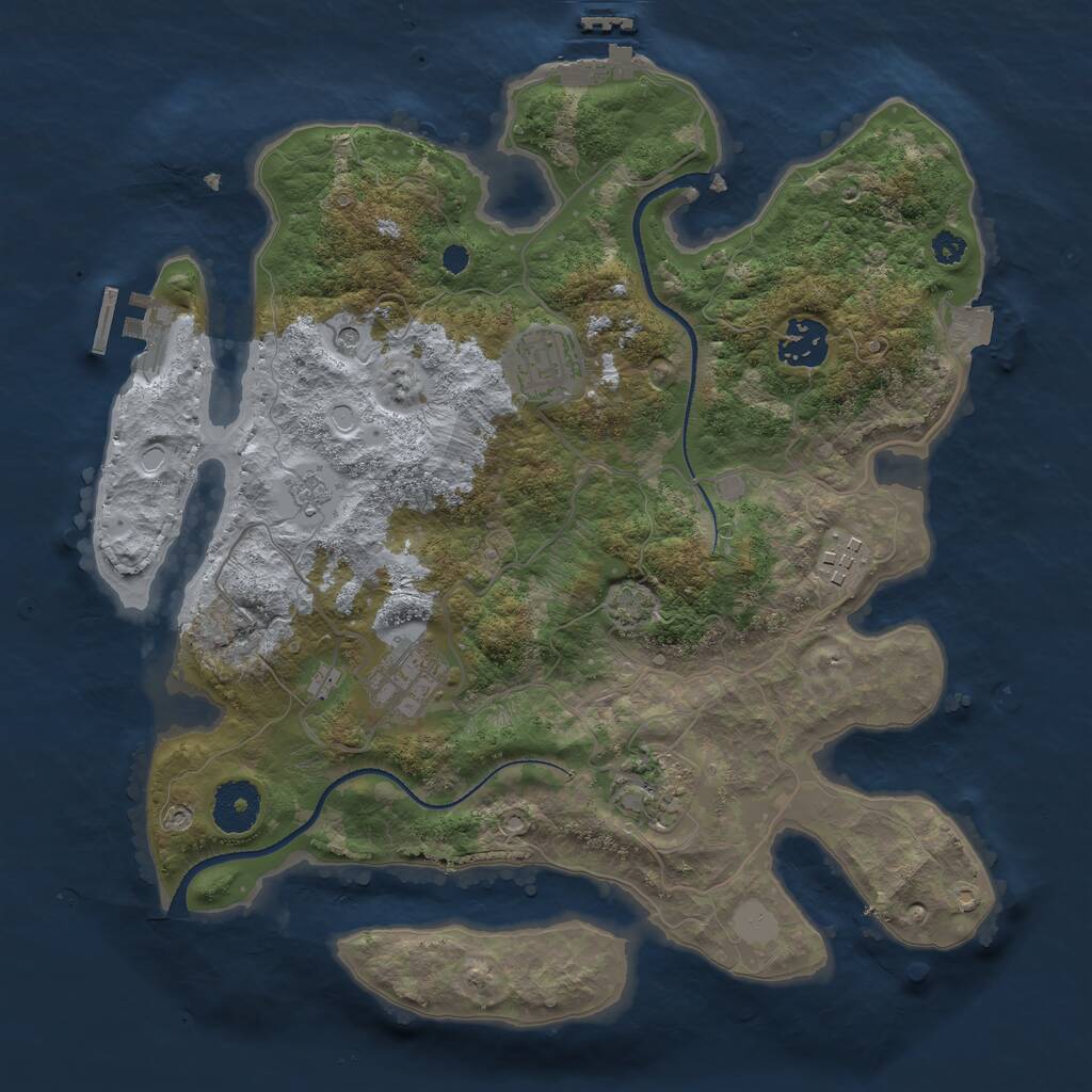 Rust Map: Procedural Map, Size: 3250, Seed: 2054247127, 11 Monuments