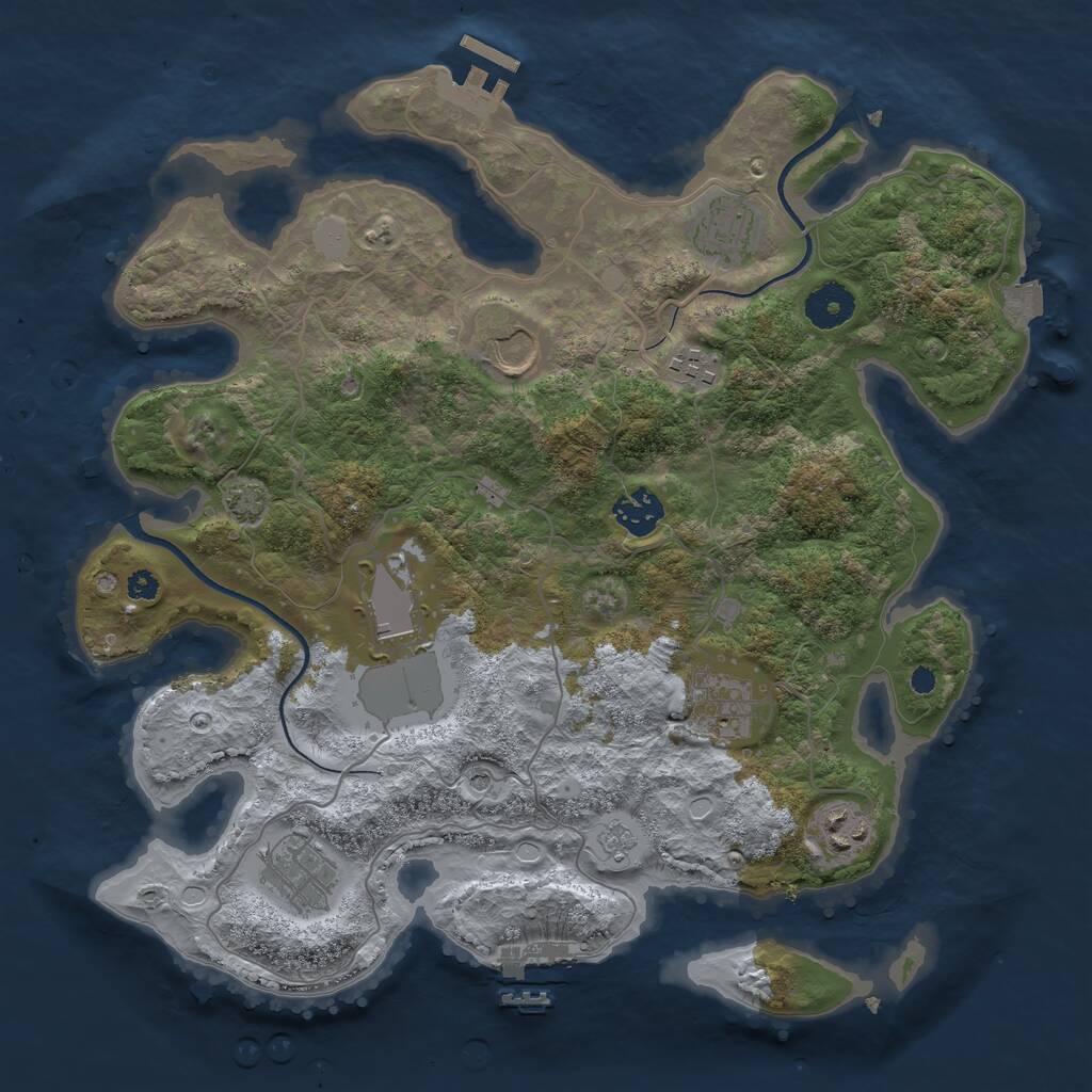 Rust Map: Procedural Map, Size: 3500, Seed: 1284641427, 14 Monuments