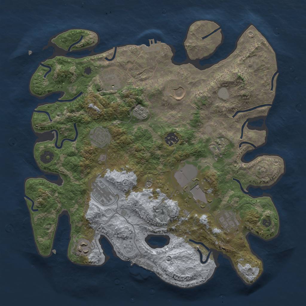 Rust Map: Procedural Map, Size: 3500, Seed: 74574017, 19 Monuments